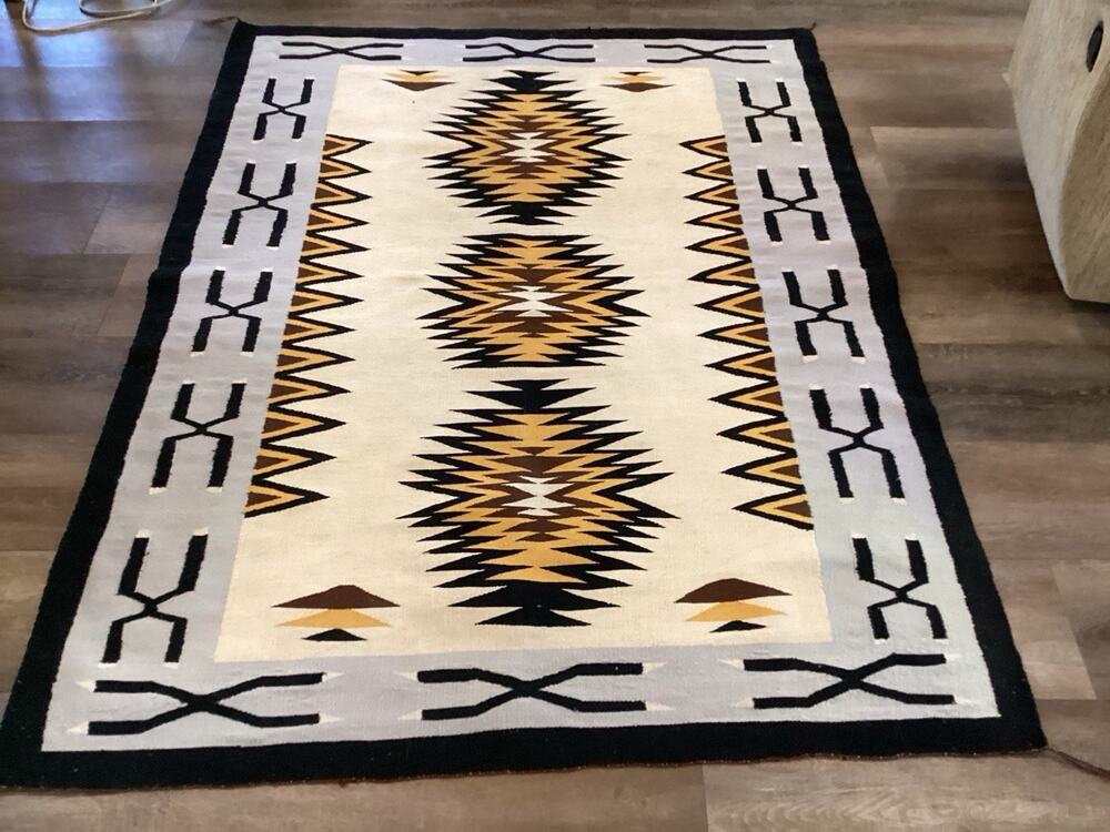 Large Navajo Rug Native American Textile Weave Vintage 57x74